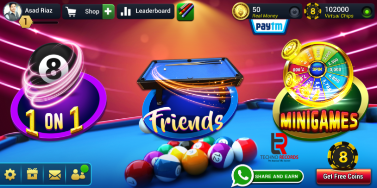 Withdraw money faster than the speed of jets with 8 ball pool real money Paytm